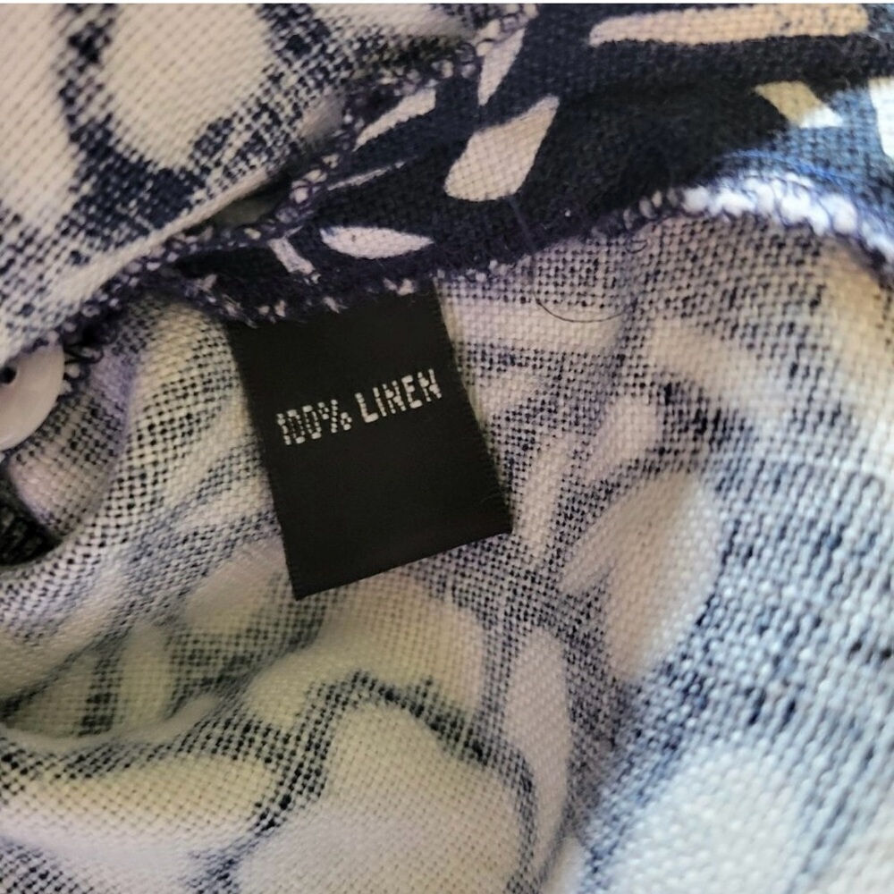 Company Ellen Tracy 100% Linen Navy and White Jacket Top - Picture 7 of 7